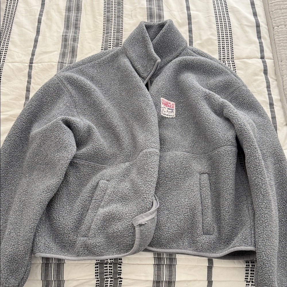 Cozy Gray Teddy Jacket with Stand Collar - from easy clothes